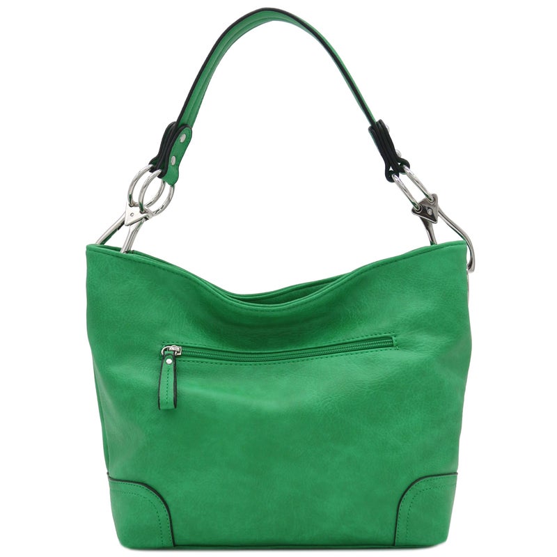 Alyssa Hobo Shoulder Bag with Big Snap Hook Hardware (Kelly Green) - Image 5